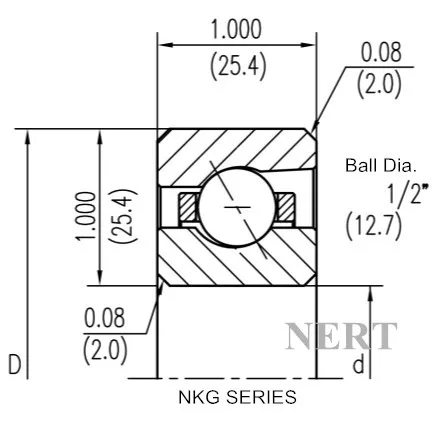 NKG-A(Φ25.4)等截面薄壁角接觸球軸承剖面