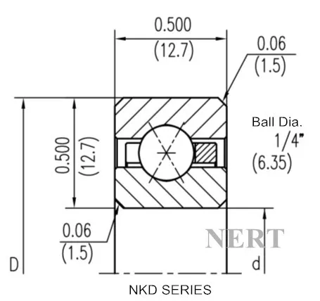 NKD-X(Φ12.7)等截面薄壁四點接觸球軸承剖面圖